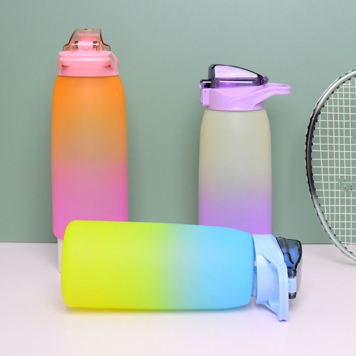 Eco friendly portable drinking bottle gradient direct drinking 1000ml sport plastic water bottle with Bounce dust lid and handle Industrial Exporter Operations