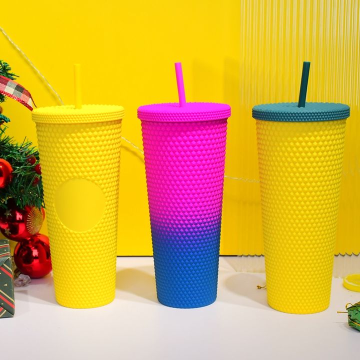 Eco friendly products 2024 durian cups coffee gradient color 710ml/24oz double wall matte studded tumbler wholesale bulk China Supplier