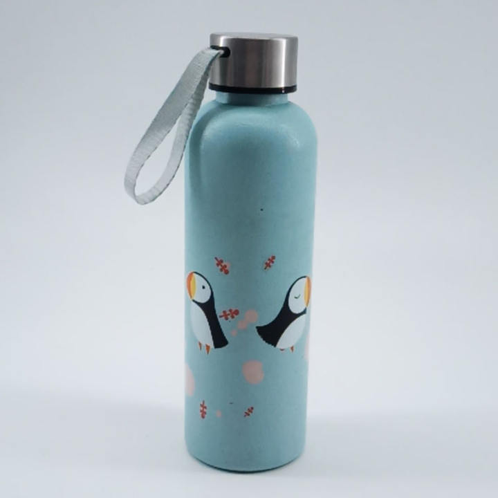 Ecofriendly cartoon style ecofriendly wheat straw water bottle 600ml with stainless steel lid