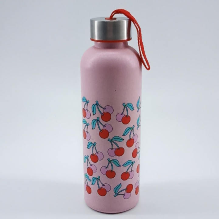 Ecofriendly cartoon style ecofriendly wheat straw water bottle 600ml with stainless steel lid