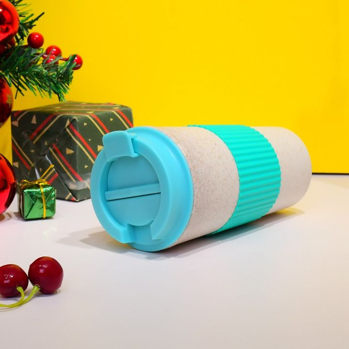 Economical  Custom Design 480ml/16oz wheat straw coffee cup with leakproof Screw lid and Silicone Protective Sleeve Large Order Wholesale Distributor