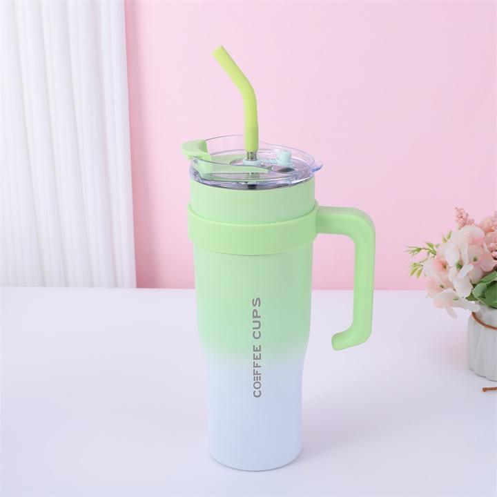 Environmentally friendly Portable car cup 40oz double wall Thermal insulation stainless steel coffee cup with handle and straw