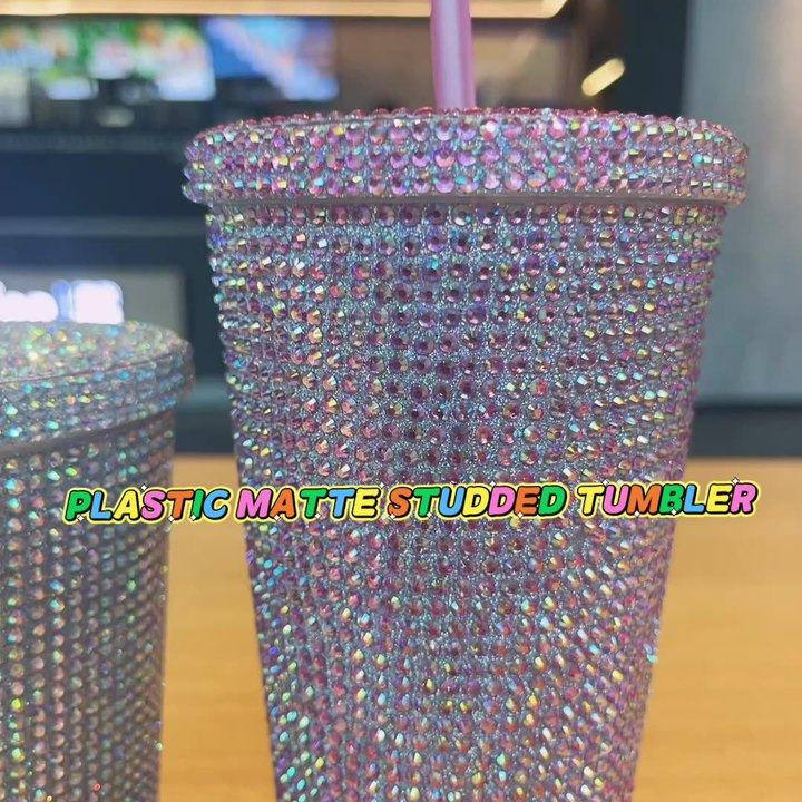 Factory Hot sale custom Girls gift Diamond straw water bottle double wall plastic Bling Rhinestones glitter Tumbler coffee cup ODM Manufacturing Efficiency