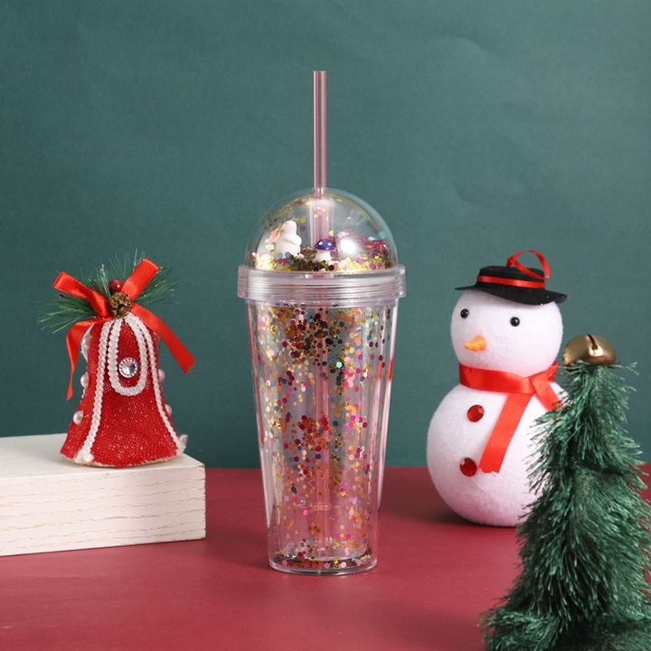 Factory Multi color 400ml bpa free custom Gift cup travel cup double insulated plastic cups with straw and twinkling rabbit lid Manufacturing Solutions Chain