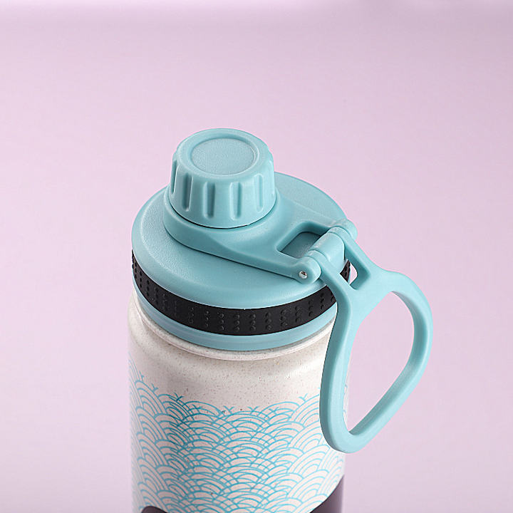 Factory OEM 700ml Eco-friendly portable durable handle Wheat Straw Rice Husk Fiber sport water bottle with leakproof lid Private Label Manufacturing Innovation