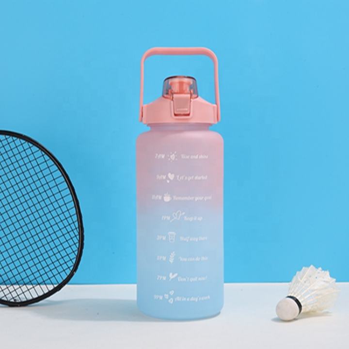 Factory Wholesale 64OZ/2000ml  bpa free Customize travel Plastic motivational sport water bottles with straw and time marker OEM Manufacturer