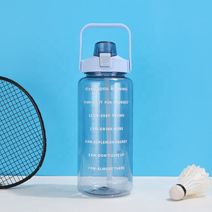 Factory Wholesale 64OZ/2000ml  bpa free Customize travel Plastic motivational sport water bottles with straw and time marker OEM Manufacturer