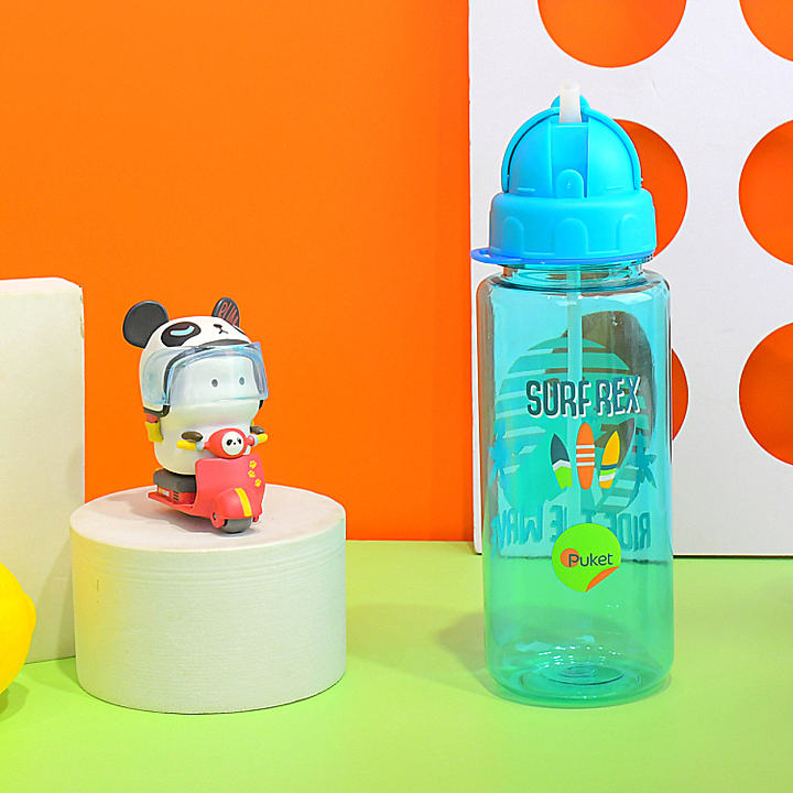 Factory direct hot sale bpa free custom cartoon OEM ideal gift cup plastic kids water bottles with straw and rope