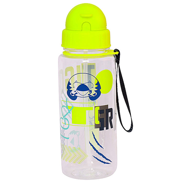 Factory direct hot sale bpa free custom cartoon OEM ideal gift cup plastic kids water bottles with straw and rope