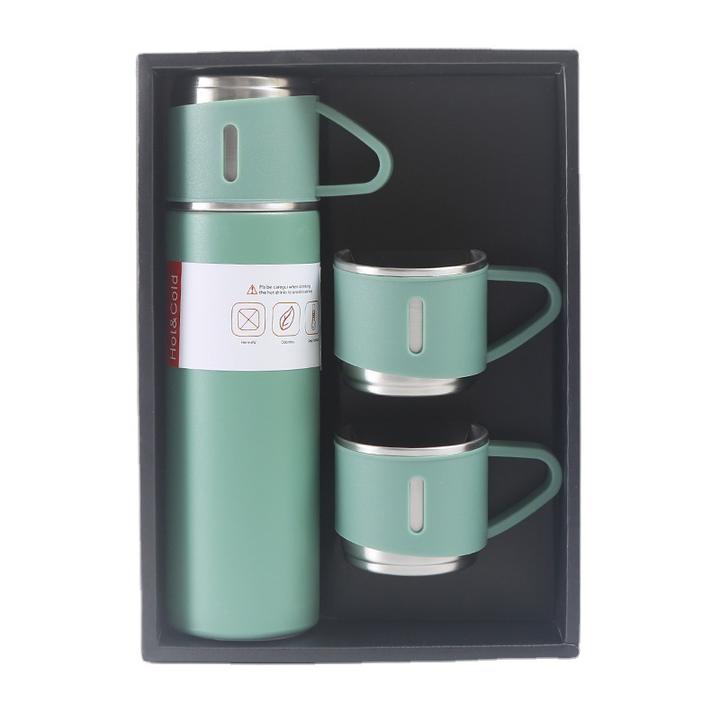 Factory low MOQ fast delivery stainless steel insulated vacuum flask set with 2 drinking cups Manufacturing Services Solutions