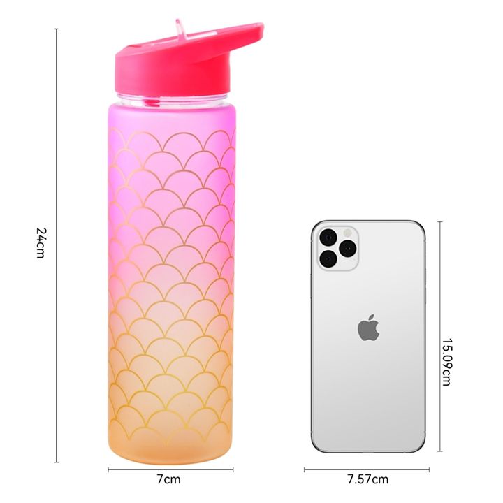 Factory wholesale eco friendly Leakproof sublimation botella de agua  gradient ramp 500ml plastic sport water bottle with straw Contract-Based Manufacturing