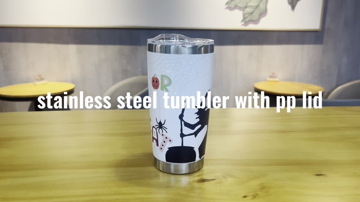 Factory wholesale price 20oz thermos cup customizable 3D Hallowmas pattern Double Wall SS304 Stainless Steel travel mug with PP B2B Factory Pricing Processing