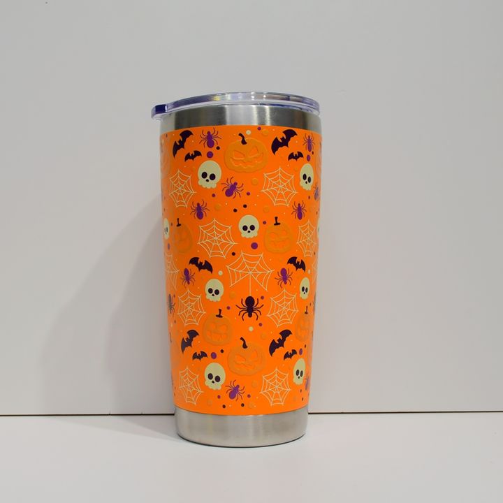 Factory wholesale price 20oz thermos cup customizable 3D Hallowmas pattern Double Wall SS304 Stainless Steel travel mug with PP B2B Factory Pricing Processing