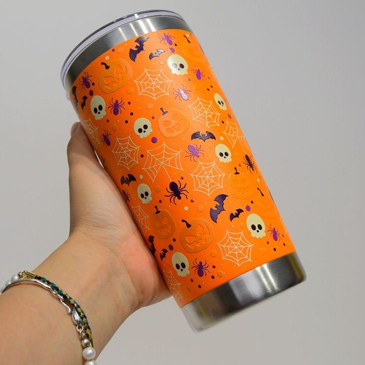 Factory wholesale price 20oz thermos cup customizable 3D Hallowmas pattern Double Wall SS304 Stainless Steel travel mug with PP B2B Factory Pricing Processing
