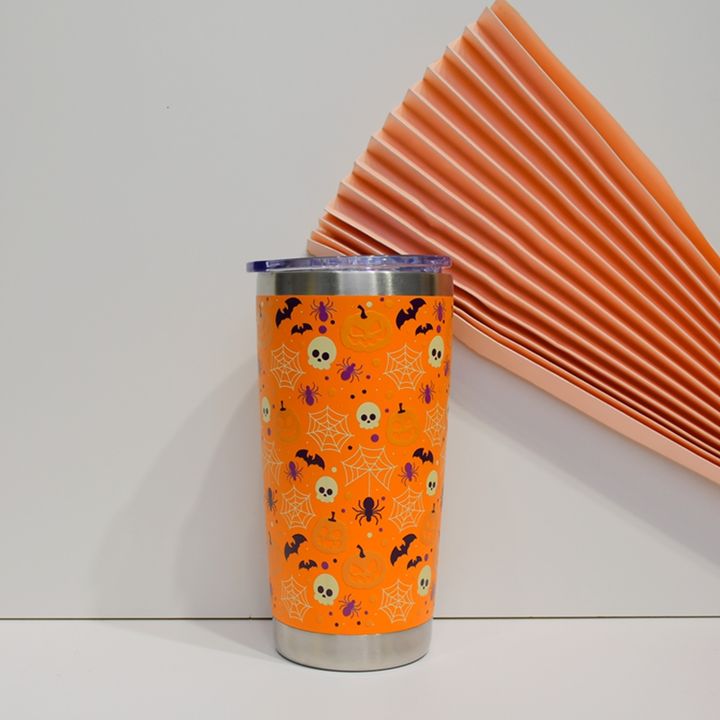 Factory wholesale price 20oz thermos cup customizable 3D Hallowmas pattern Double Wall SS304 Stainless Steel travel mug with PP B2B Factory Pricing Processing