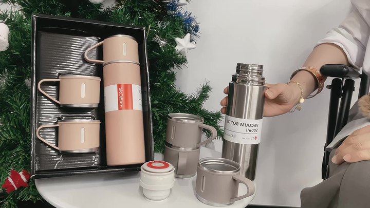 Fashion Bpa Free Thermos Travel Mug Water Bottle for Hot and Cold Drinks 3 Cups Gift Set vacuum Flask Set High-Volume Manufacturing