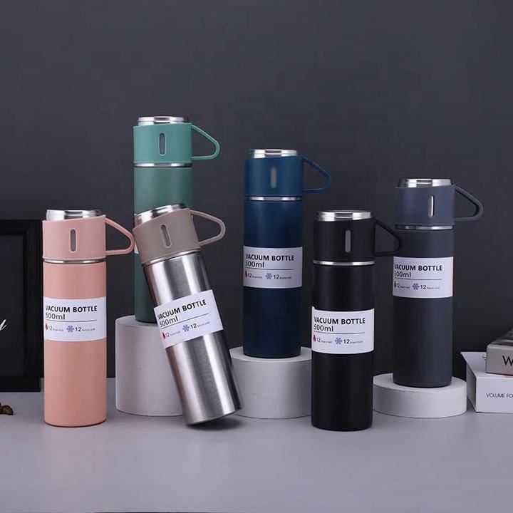 Fashion Bpa Free Thermos Travel Mug Water Bottle for Hot and Cold Drinks 3 Cups Gift Set vacuum Flask Set High-Volume Manufacturing