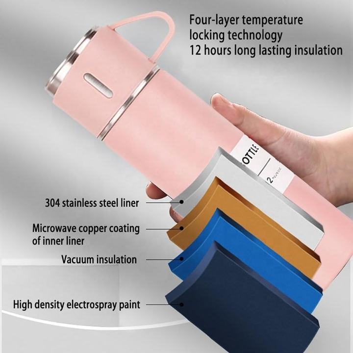 Fashion Bpa Free Thermos Travel Mug Water Bottle for Hot and Cold Drinks 3 Cups Gift Set vacuum Flask Set High-Volume Manufacturing