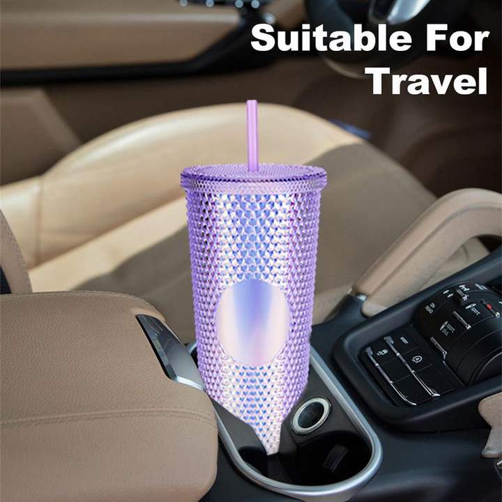 Fashion DIY Iced Coffee or milk shake cup Reusable 24oz (710ml) bpa free Double Wall Plastic Textured cup with Lid and Straw China Factory Direct Production