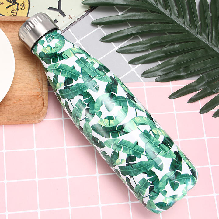 Flower Pattern 12 Hours Spill Proof 17 Oz Insulated Stainless Steel Water Bottle Reusable Metal Water Bottle Large Order Wholesale Distributor