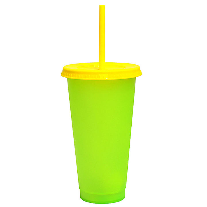 Food Grade Single-wall Custom Logo Kids Tumbler Plastic Color Changing Reusable Cold Cups Set Travel Mugs Drinkware Modern 710ml Global Wholesale Market Operations
