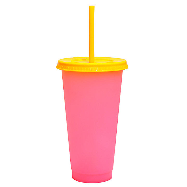 Food Grade Single-wall Custom Logo Kids Tumbler Plastic Color Changing Reusable Cold Cups Set Travel Mugs Drinkware Modern 710ml Global Wholesale Market Operations