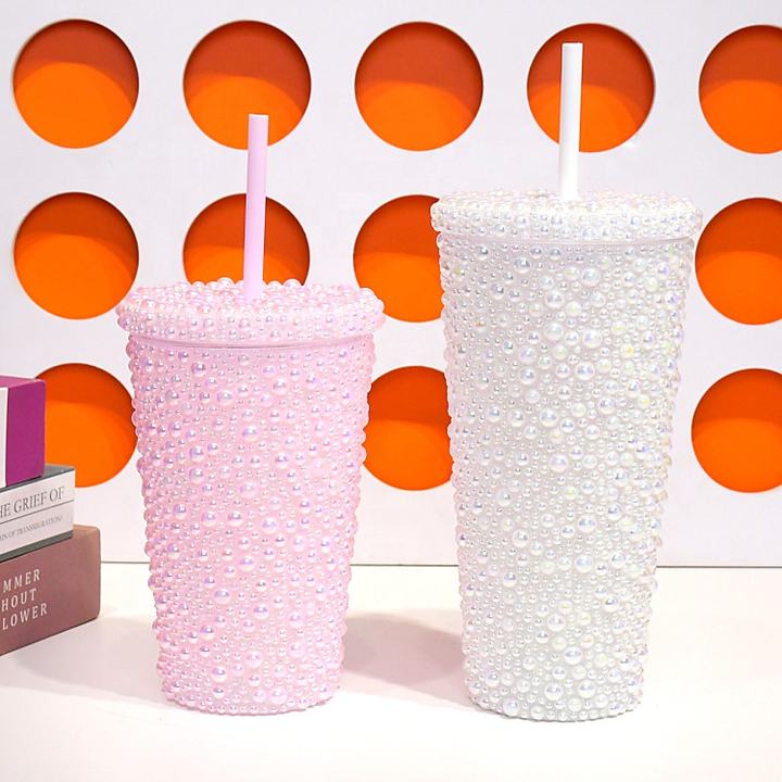 Glitter Water Bottle Plastic Studded Bling Tumbler Full Bling Rhinestone FDA Certificate Wholesale 450ml/650ml Luxury Drinkware Industrial Bulk Supply
