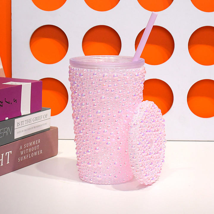 Glitter Water Bottle Plastic Studded Bling Tumbler Full Bling Rhinestone FDA Certificate Wholesale 450ml/650ml Luxury Drinkware Industrial Bulk Supply