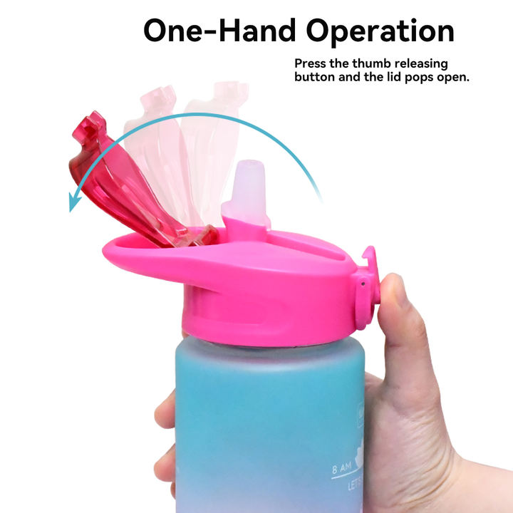 Gradient Color Sport Gym Water Bottle with Time Marker Tritan Motivational Water Bottle Free Plastic Portable 1000ml Bpa Camping Industrial Bulk Supply