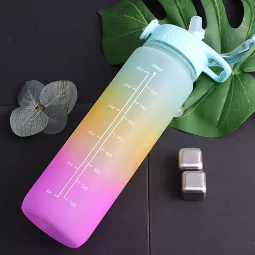 Gym Sport Large Capacity Water Cup Straight Mouth Space Cup Plastic Water Bottle Hot Sale 1000ml Camping Drinkware Unisex