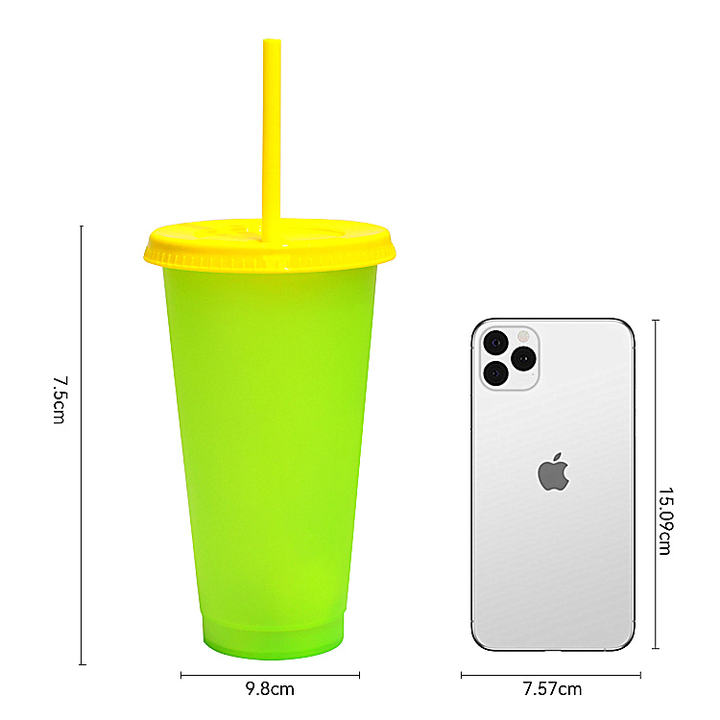 HOT sale 2023 Coffee Drinking Cup 24oz plastic Color Changing reusable cold cups set with lid and straw Export-Oriented Factory Solutions