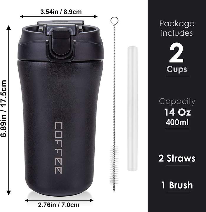HOT selling14oz Thermos Cup Insulated Travel Mug Camping Stainless Steel  double wall Coffee cup with straw Manufacturing and Export Services
