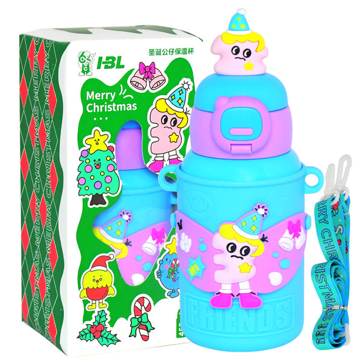 Hot sale 450ML custom logo and color bpa free 304 stainless steel double wall vacuum flask Christmas water bottle for child Bulk Supply