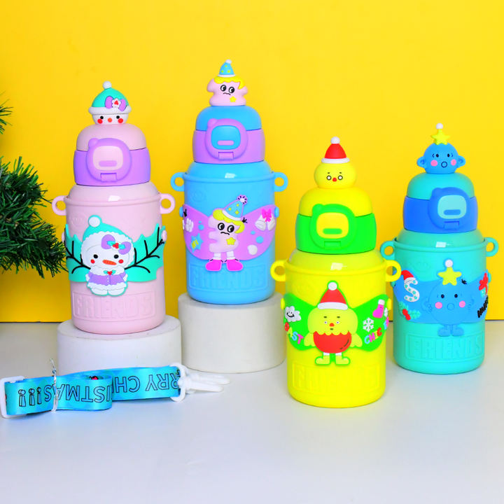 Hot sale 450ML custom logo and color bpa free 304 stainless steel double wall vacuum flask Christmas water bottle for child Bulk Supply