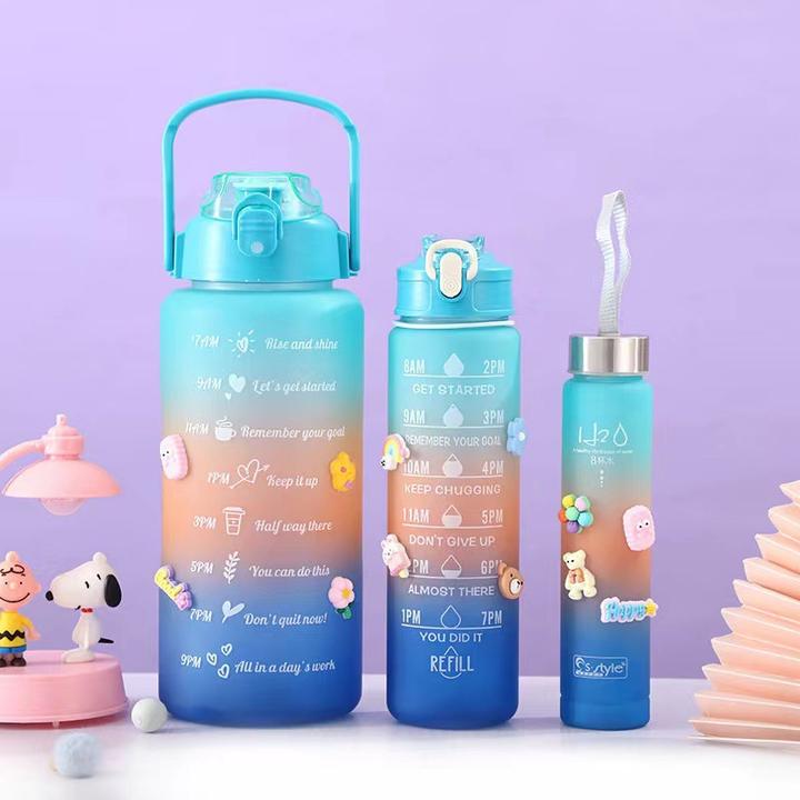 Hot sale Factory Direct wholesale Botellas De Agua Eco-friendly 2000/900/500ML 3 pieces Motivational sport water bottle set Made in China Factory