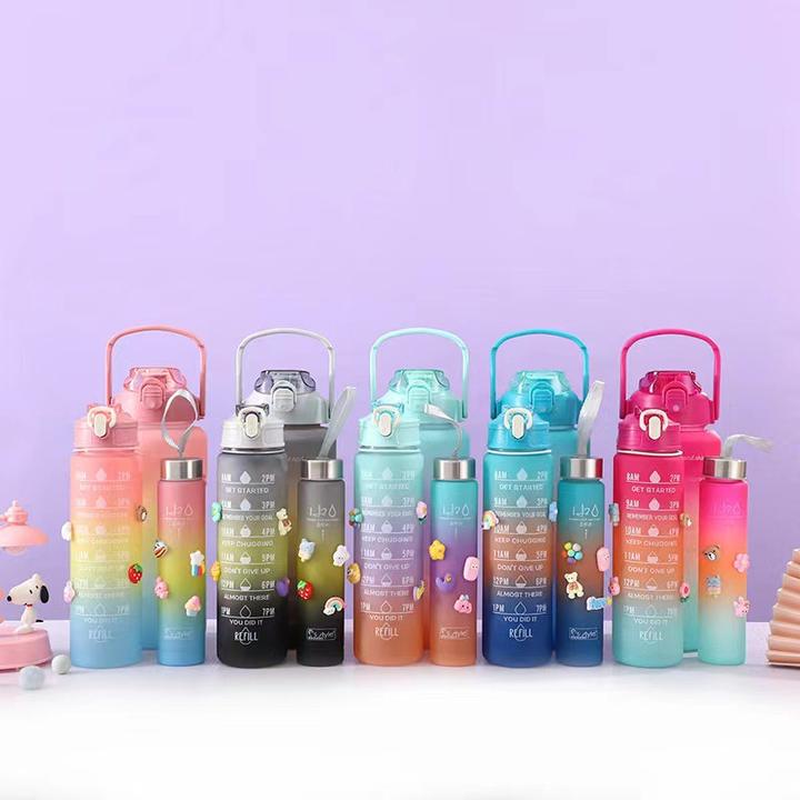 Hot sale Factory Direct wholesale Botellas De Agua Eco-friendly 2000/900/500ML 3 pieces Motivational sport water bottle set Made in China Factory