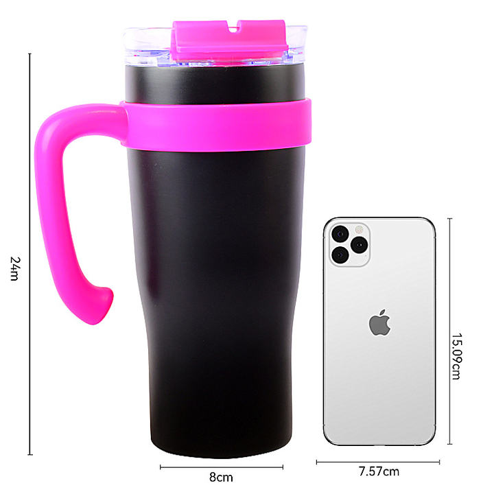 Hot sale Portable Classic style durable customized logo 1100ml stainless steel double wall travel cup with handle and straw Low-Cost Manufacturing