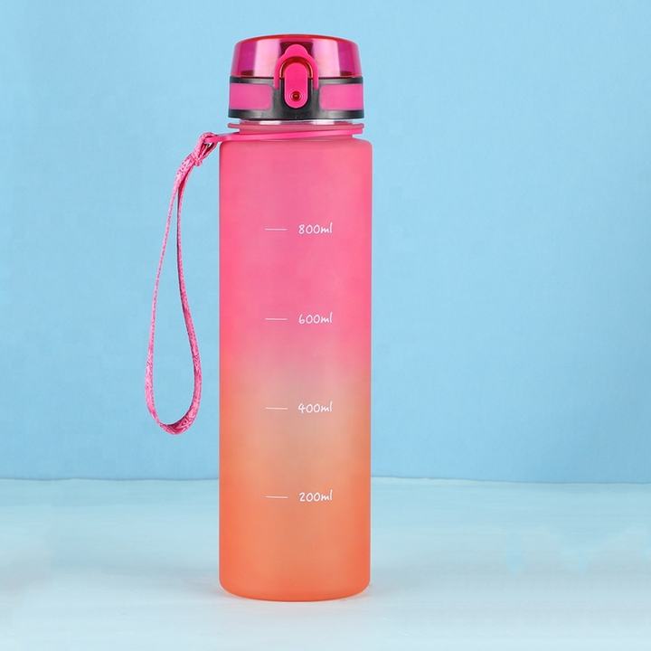 Hot sale bpa free 1Liter dust cover sport gym water bottle With Bounce lid and portable rope for school kids