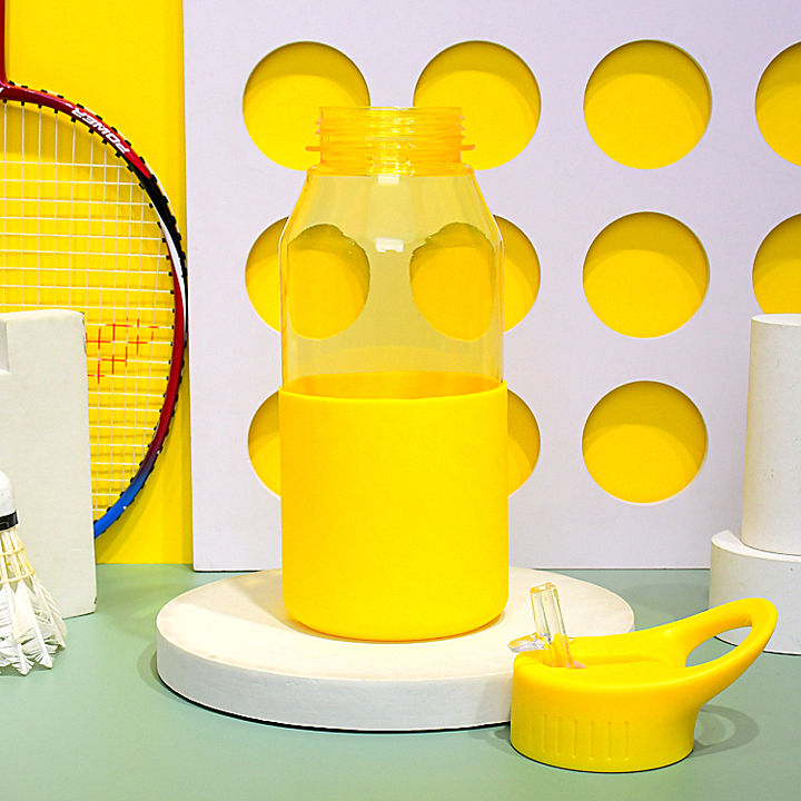 Hot sale drinkware customized OEM  bpa free 32oz ecofriendly clear yellow cute straw water bottles with Silicone case Quality Manufacturing Direct
