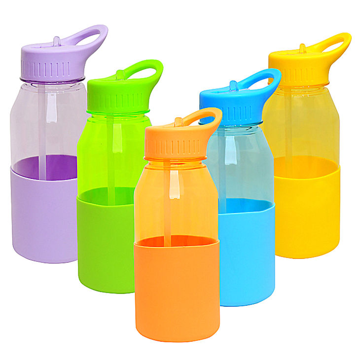 Hot sale drinkware customized OEM  bpa free 32oz ecofriendly clear yellow cute straw water bottles with Silicone case Quality Manufacturing Direct