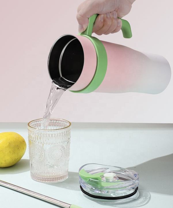 Hot sale durable DIY 40oz double wall Thermal insulation travel mug stainless steel car Ice Tyrant cup with handle and straw Bulk Orders Factory
