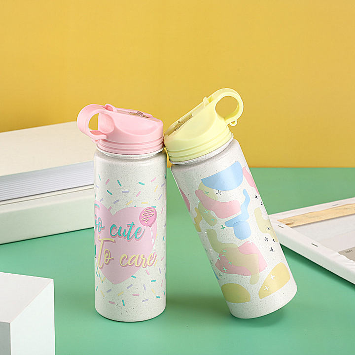Hot selling Customized Cheap durable Eco-friendly bpa free Wheat Straw Rice Husk Fiber water bottle with Food grade straw Manufacturer and Supplier Solutions