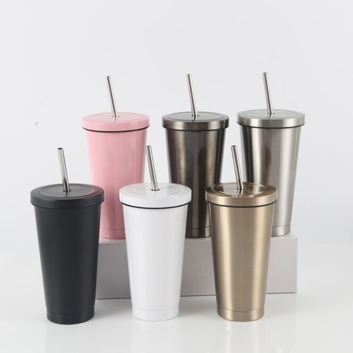 IN stocK  6 colors Hot sale RTS double wall Vehicle Mounted Straw Cup 304 stainless steel Portable Car Cup with straw lid Factory Pricing