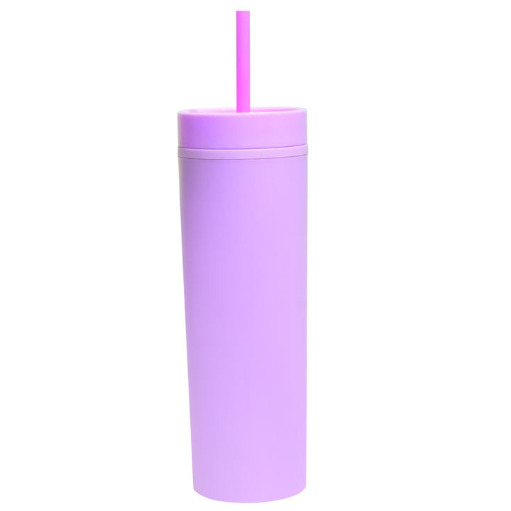 IN stock RTS delivery fast Minimalist violet  low price 400ml Double Wall Plastic skinny tumbler with lid and straw Wholesale B2B Pricing Custom Solutions