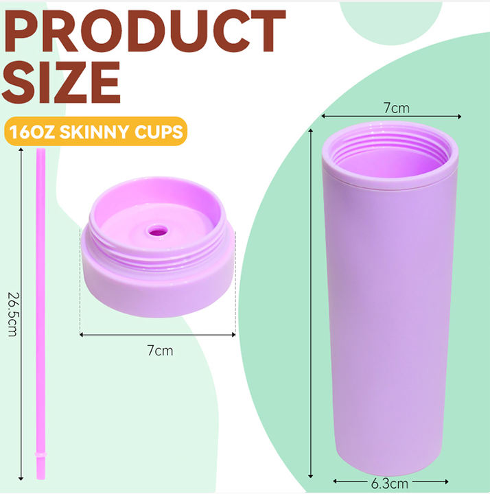 IN stock RTS delivery fast Minimalist violet  low price 400ml Double Wall Plastic skinny tumbler with lid and straw Wholesale B2B Pricing Custom Solutions