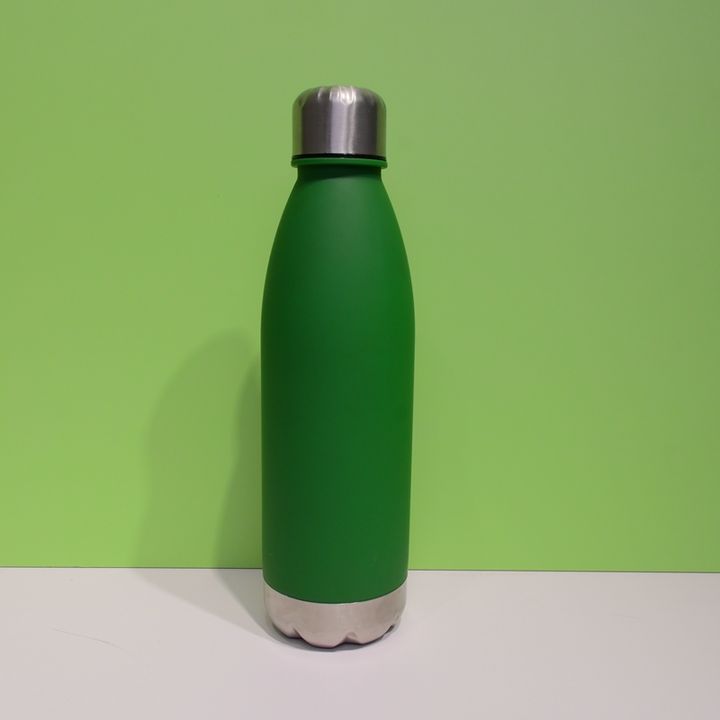 IN stock cheap BPA free RTS durable portable Green plastic cola drinking water bottle with stainless steel lid and bottom Customized Manufacturing