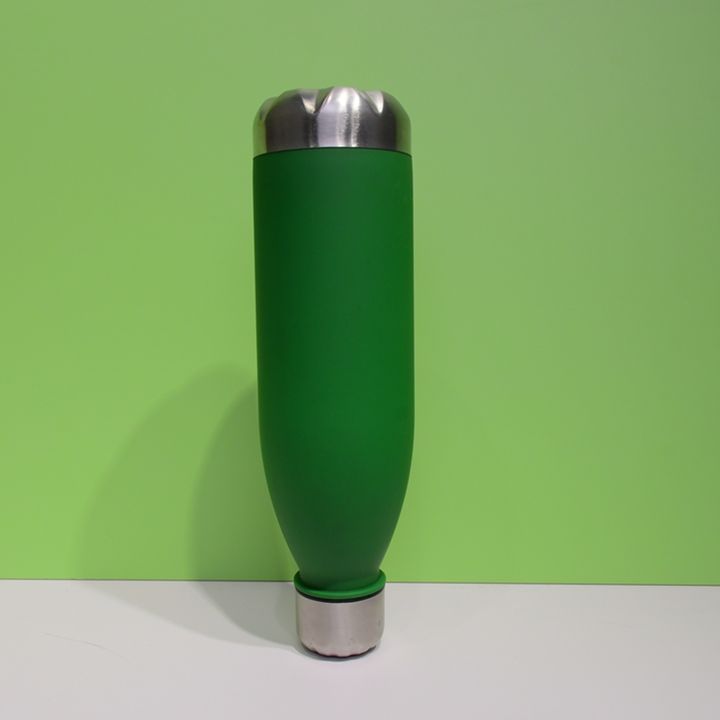 IN stock cheap BPA free RTS durable portable Green plastic cola drinking water bottle with stainless steel lid and bottom Customized Manufacturing