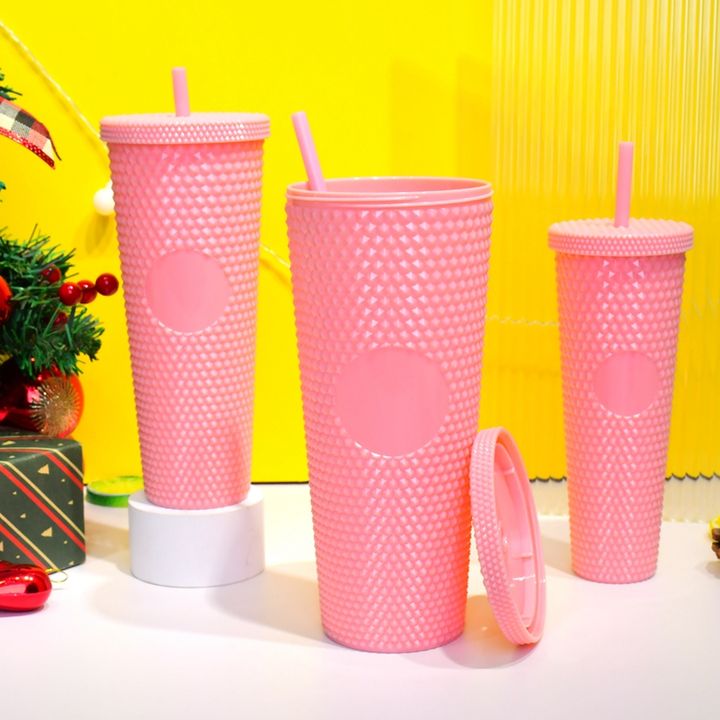 Ideal Gift Iced Drinking Cups Plastic Single-deck Matte Studded Tumbler Set Portable 3 in 1 Minimalist Drinkware Unisex 3000pcs Mass Production