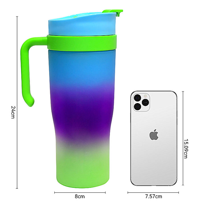 Imported PC Materials Colorful Car Cup Factory OEM Durable Color Gradient 1200ml 700ml 260ml 3 in 1 Gym Travel Plastic Glass Cup