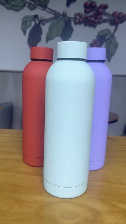 In STOCK Small Mouth Soft Touch 304 Insulated Thermos Bottle Tumbler 500ml Rubber Matte Paint Double Walled Stainless Steel Chinese Wholesale Supplier